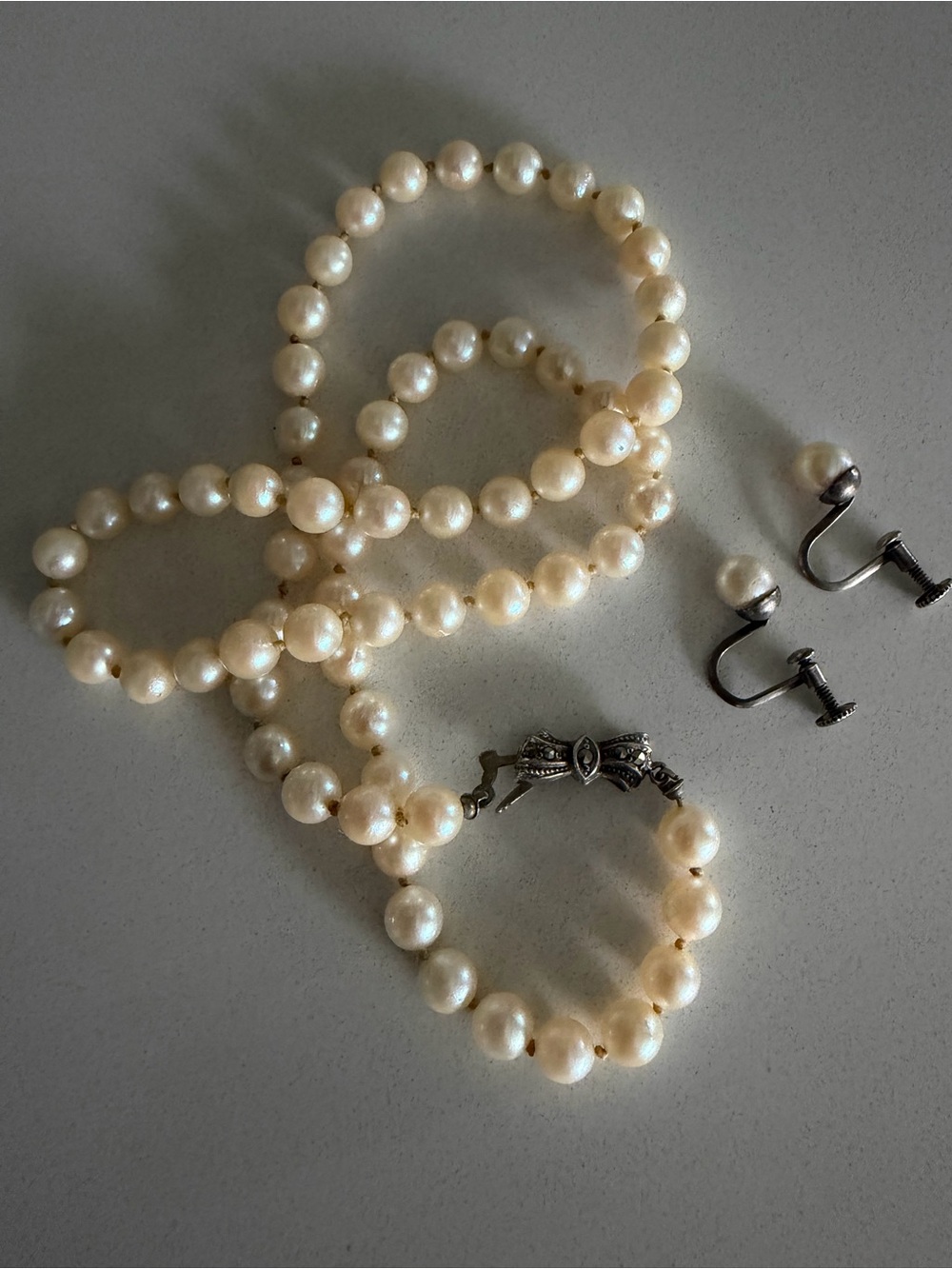 Classic Kitamura Pearl Necklace and Earrings Set - Original Box Included